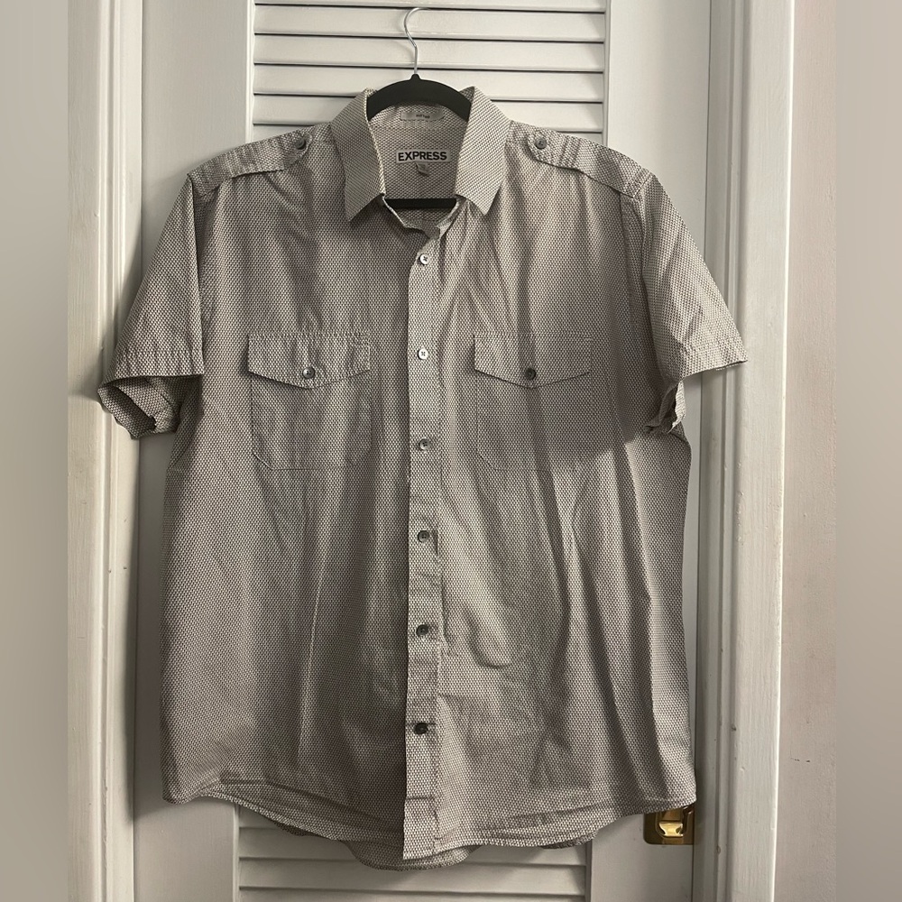 Express Y2K Like New Short Sleeve Button Down - Accent Tabs on Shoulders,Size XL